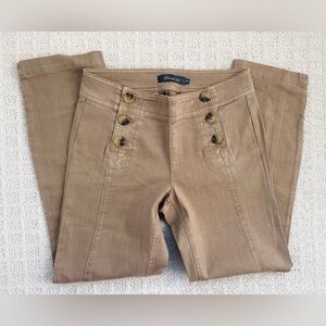 Anthropologie Level 99 Khaki Button Front Sailor Cropped Pants Size 24